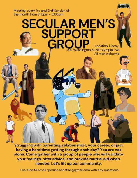 Flyer for Secular Men's Support Group